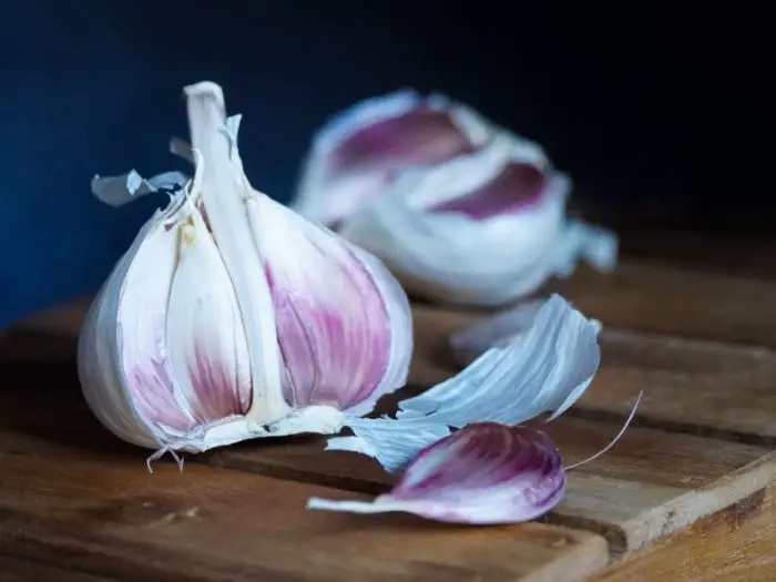 pink garlic bulbs